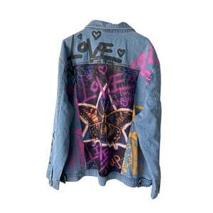Chemistry Light Wash Hand Painted Denim Jacket 3X